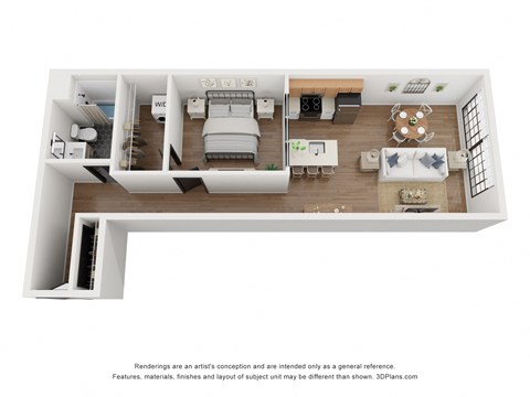 Floor plan for 2 beds, 1 bath